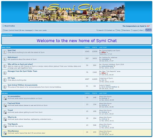 The Symi Island chat page