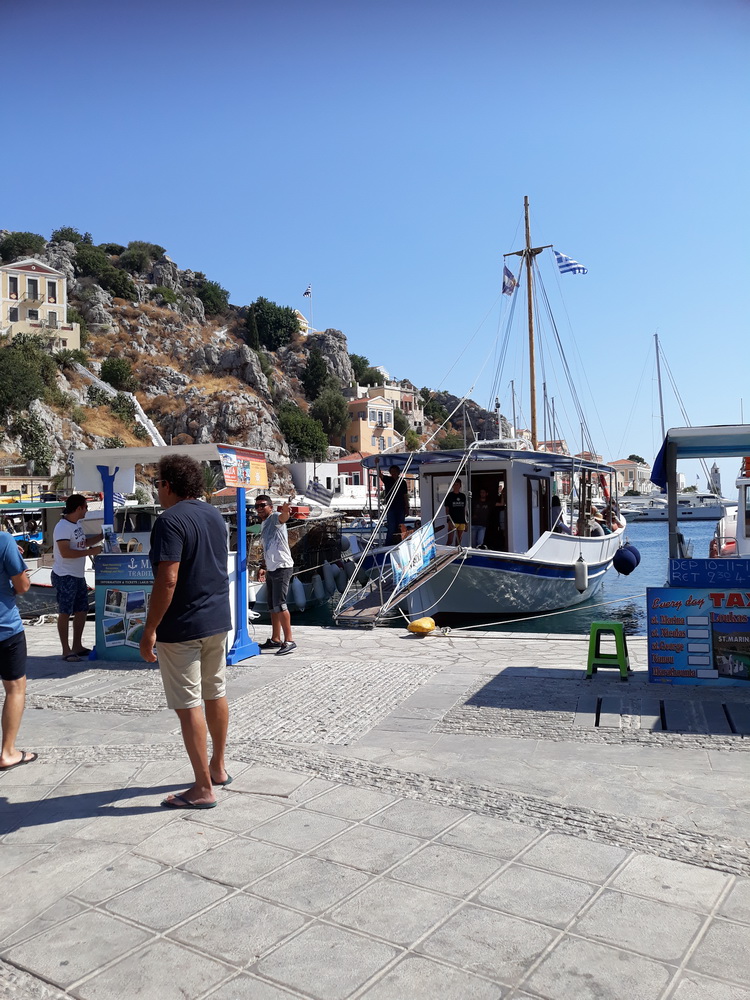 By the taxi boats in Yialos.