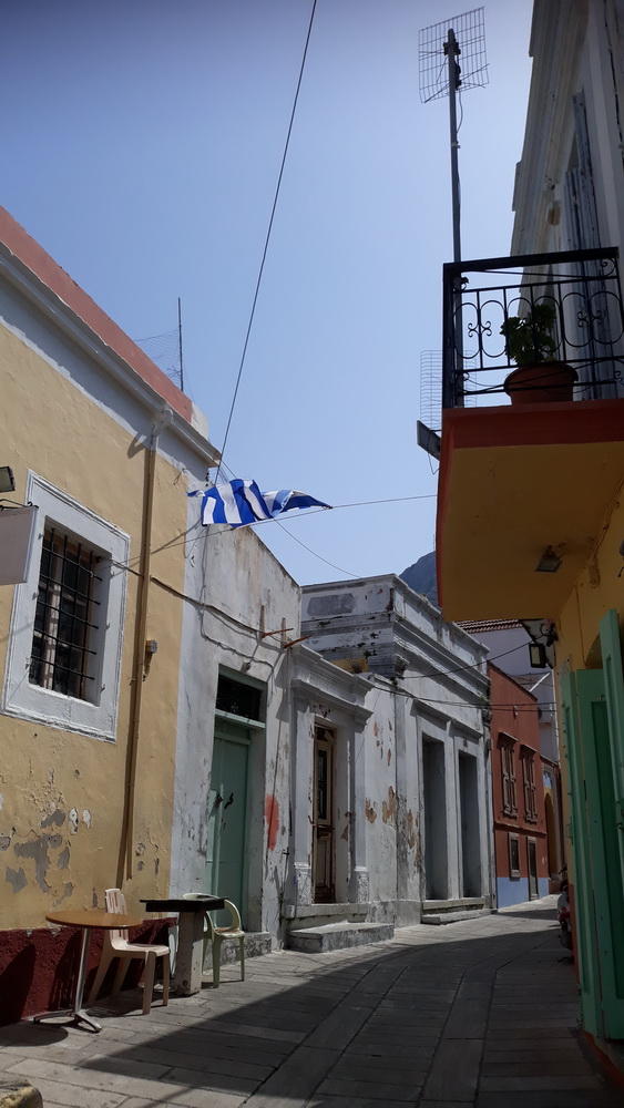 There are Greek flags flying in many places