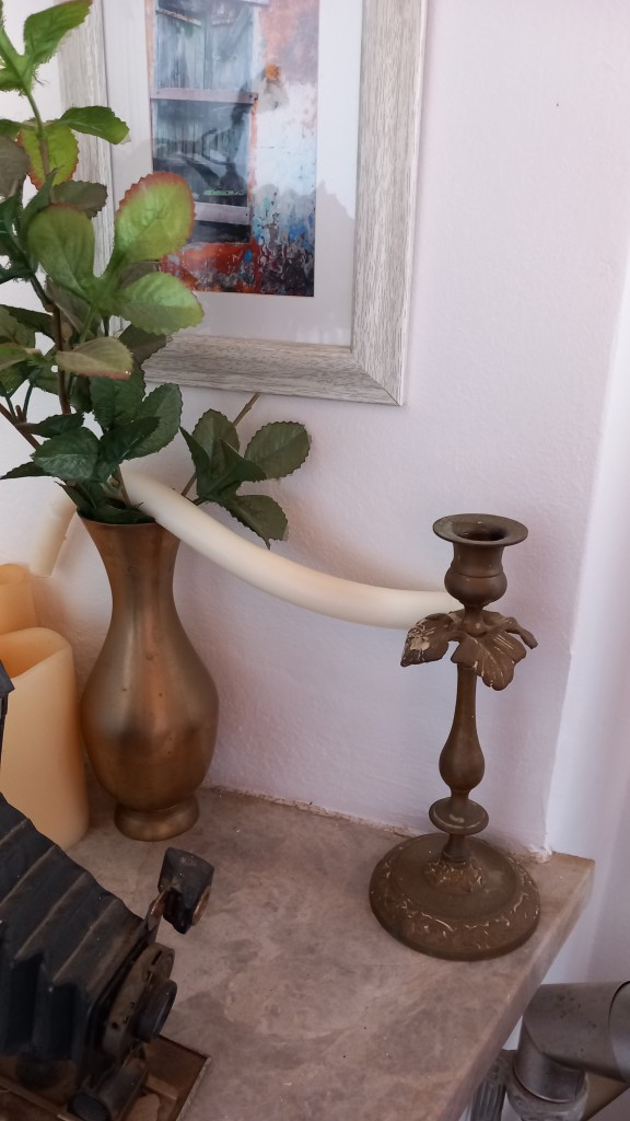 The other Easter candle that sucumbed to the recent heat - it's never been in direct sunlight, only in the shade.