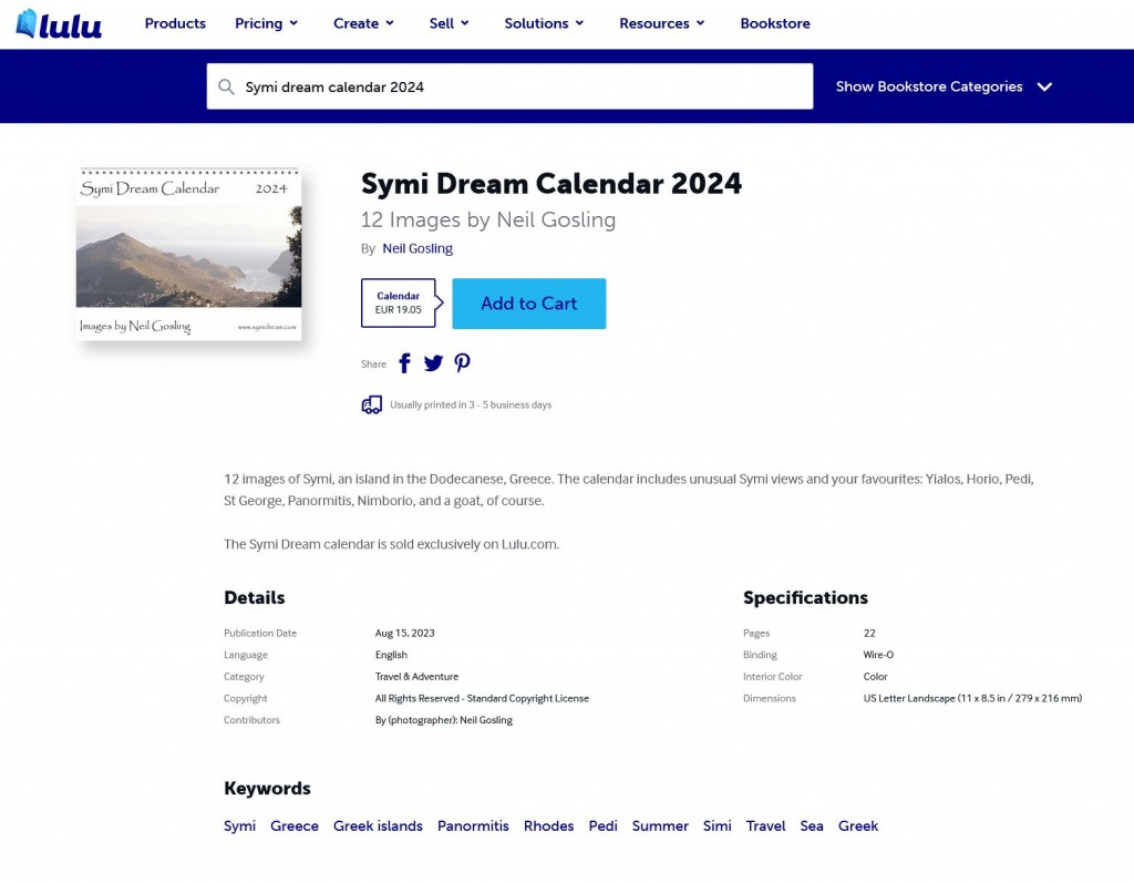 'Symi Dream Calendar 2024' - www.lulu