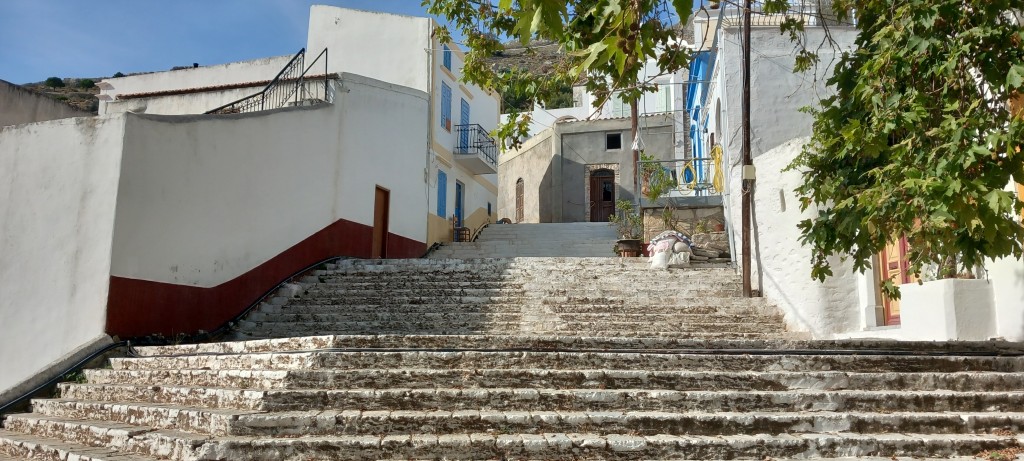 Towards the top of the village