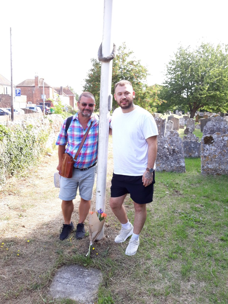 And my nephew and I at my dad's memorial flagpole in New Romney, 2018.