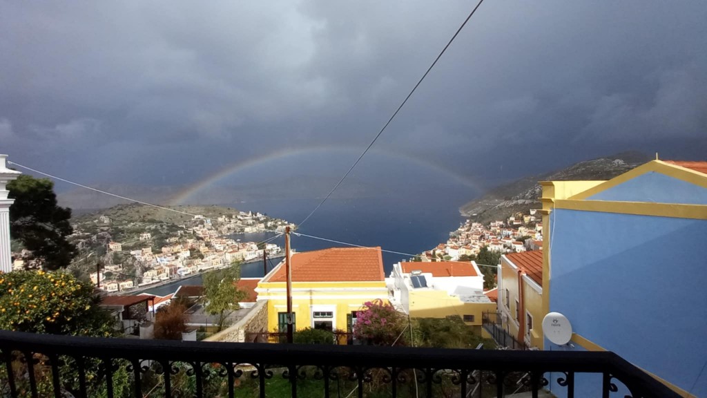 During a rainstorm later in the day.